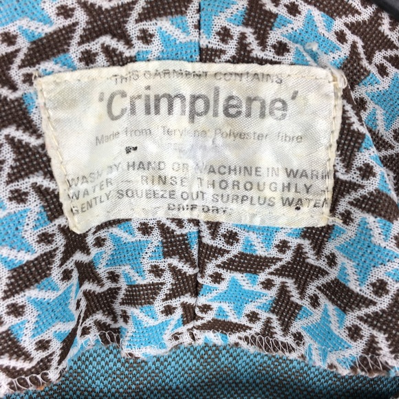 Vintage 60’s Crimplene Jacket. Aqua Brown geometrical pattern Ester’s Fashion - Picture 3 of 9
